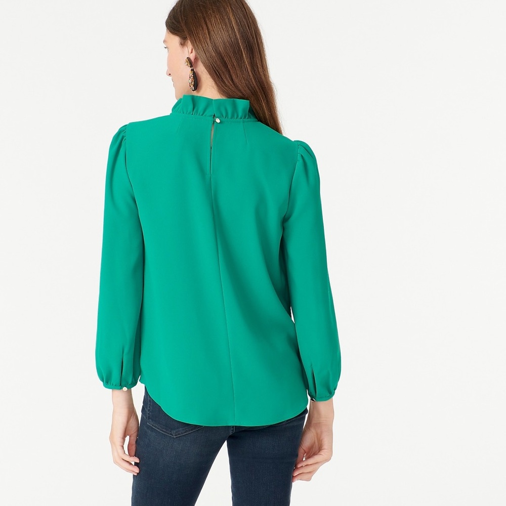 JCREW Ruffle-Neck Crepe Top Size  L - excellent condition